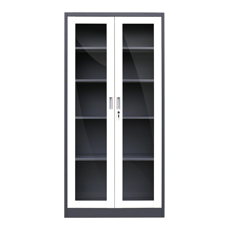 Modern design of swing glass door office file cabinet with lock