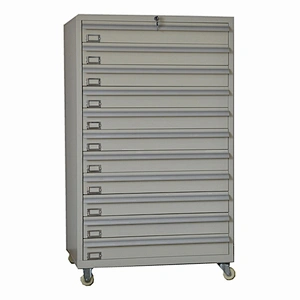 Custom 11 Drawers Built-in Divider Metal Tool Cabinet Glass Slicing Cabinet with wheels