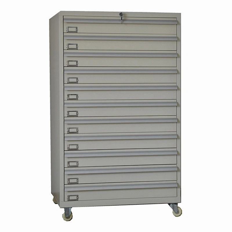 Custom 11 Drawers Built-in Divider Metal Tool Cabinet Glass Slicing Cabinet with wheels