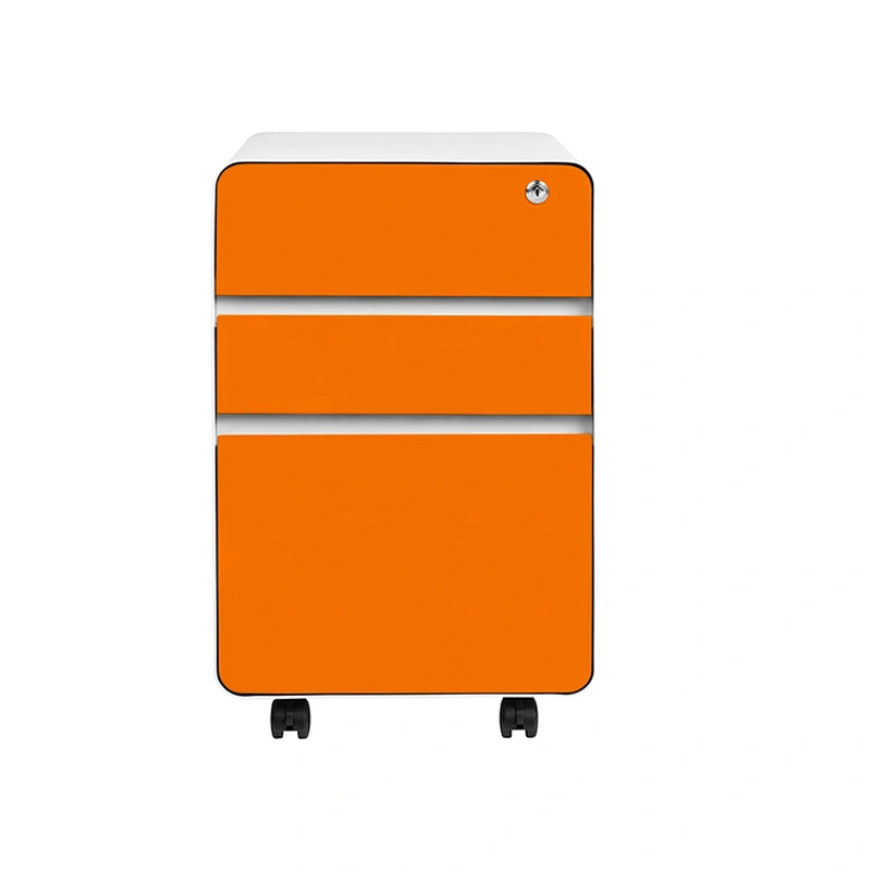 High quality Office Equipment Steel Storage Cabinets 3 Drawer Metal Mobile Pedestal With Wheels