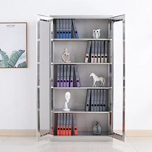 New open swing glass door stainless steel office file cabinet
