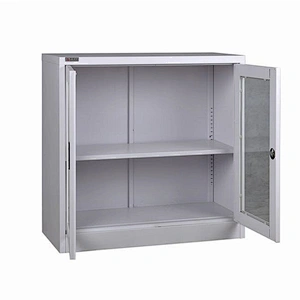 Office use knock down swing glass door short steel  file cabinet