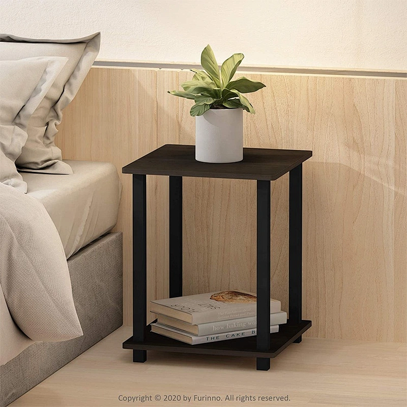 Home furniture simplistic 2 tire Nordic end table metal wood sofa bed side table