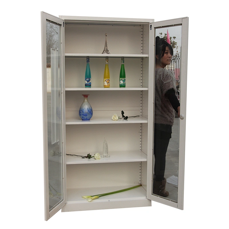 Modern design of swing glass door office file cabinet with lock