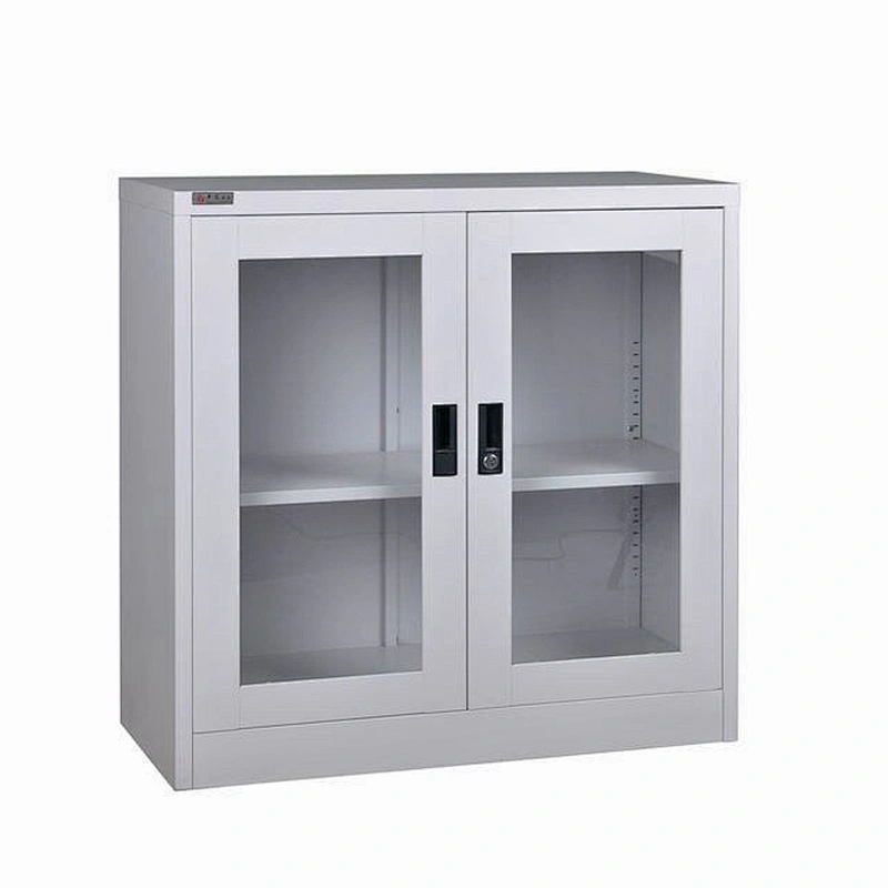 Office use knock down swing glass door short steel  file cabinet