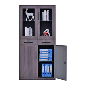 Modern office transfer cabinet with two drawers and glass doors