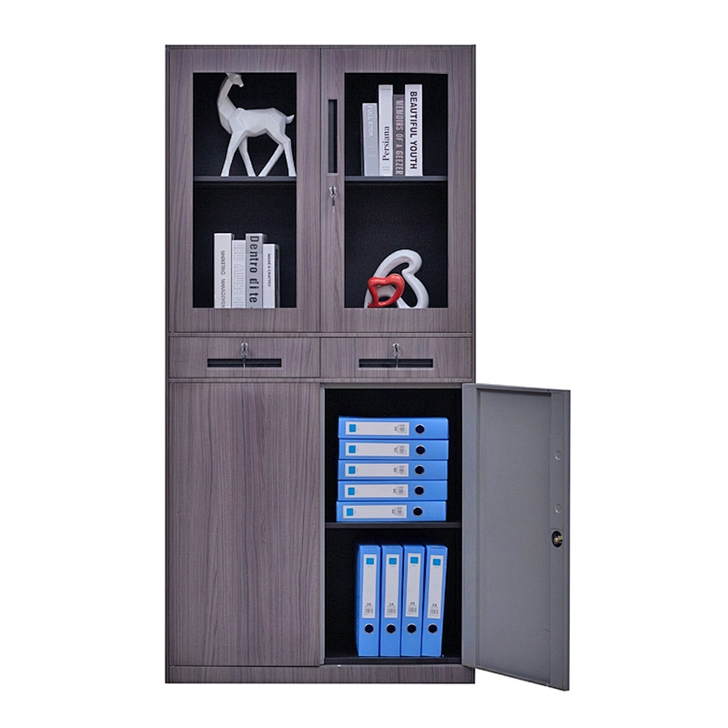 Modern office transfer cabinet with two drawers and glass doors