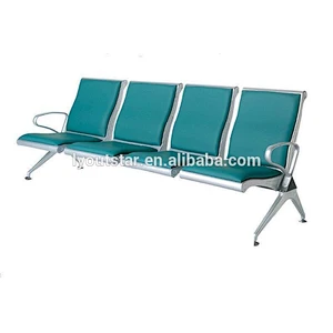 High Quality 4 Seater Airport Office Public Area Steel Waiting Chair with Cushion