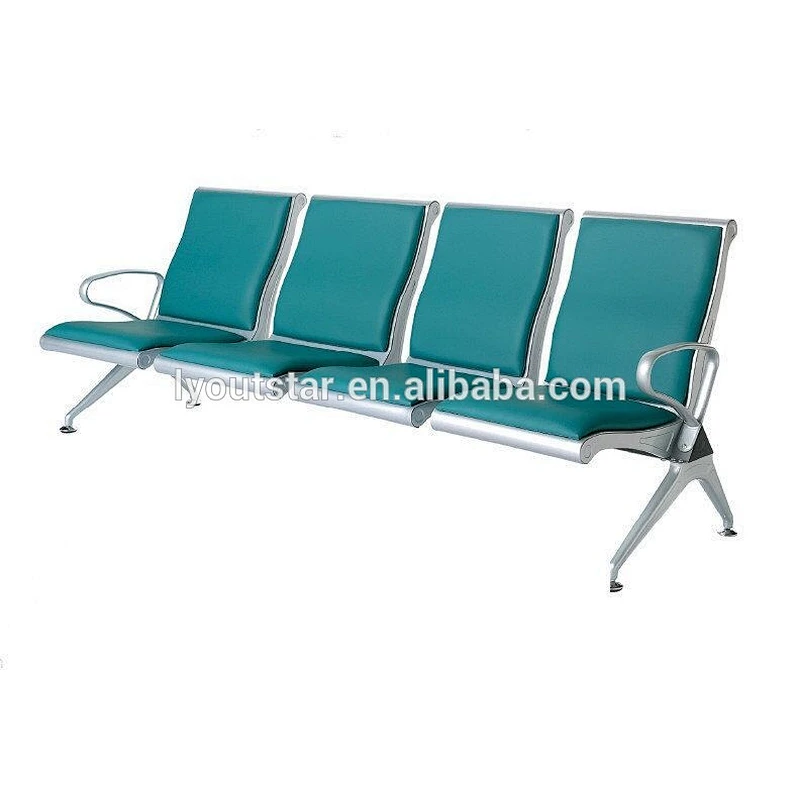 High Quality 4 Seater Airport Office Public Area Steel Waiting Chair with Cushion