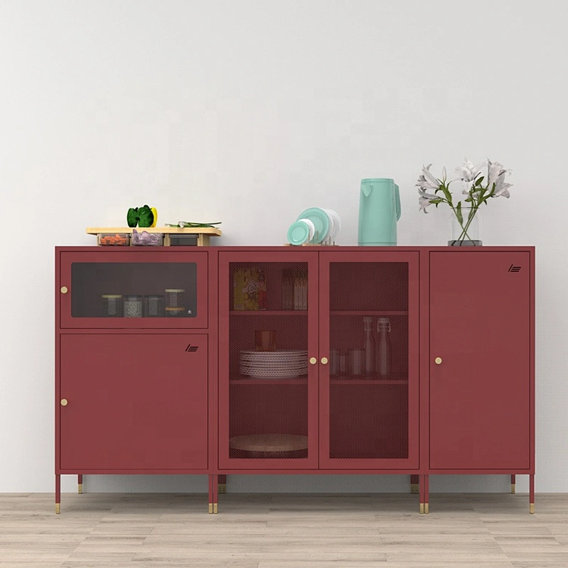Mesh glass door kitchen use metal storage cabinet household metal storage cabinet