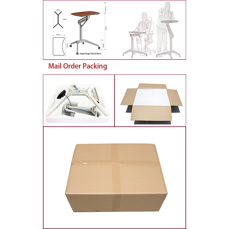 Height Adjustable Rolling Sit Stand Workstation with Casters with Gas Spring Lift Mechanism
