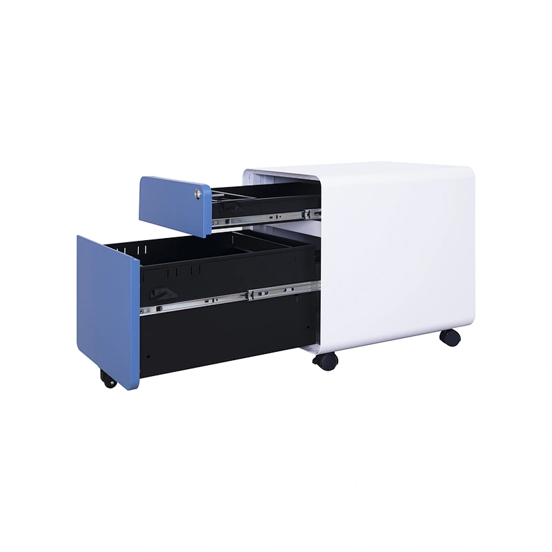 two drawers round edge mobile pedestal A4 FC folder file drawer cabinet with cushion work station