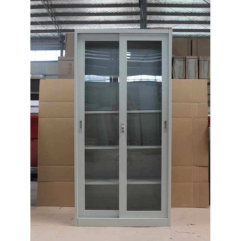 Exquisite Office Filing Cabinet kitchen Bathroom Metal Bookcase Smooth Surface Sliding Glass Door Display Cabinet