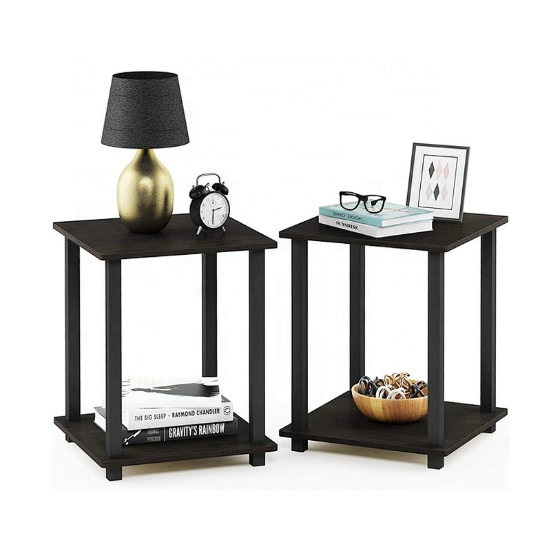 Home furniture simplistic 2 tire Nordic end table metal wood sofa bed side table
