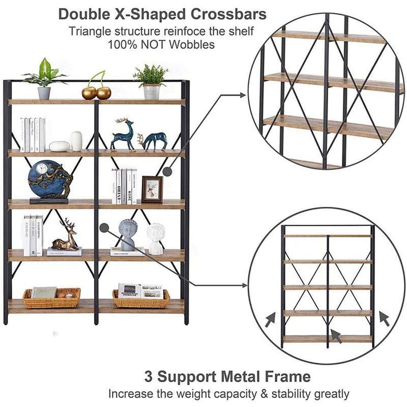 Modern 5-Tier wooden bookcase bookshelf large bookcase furniture display storage bookcase