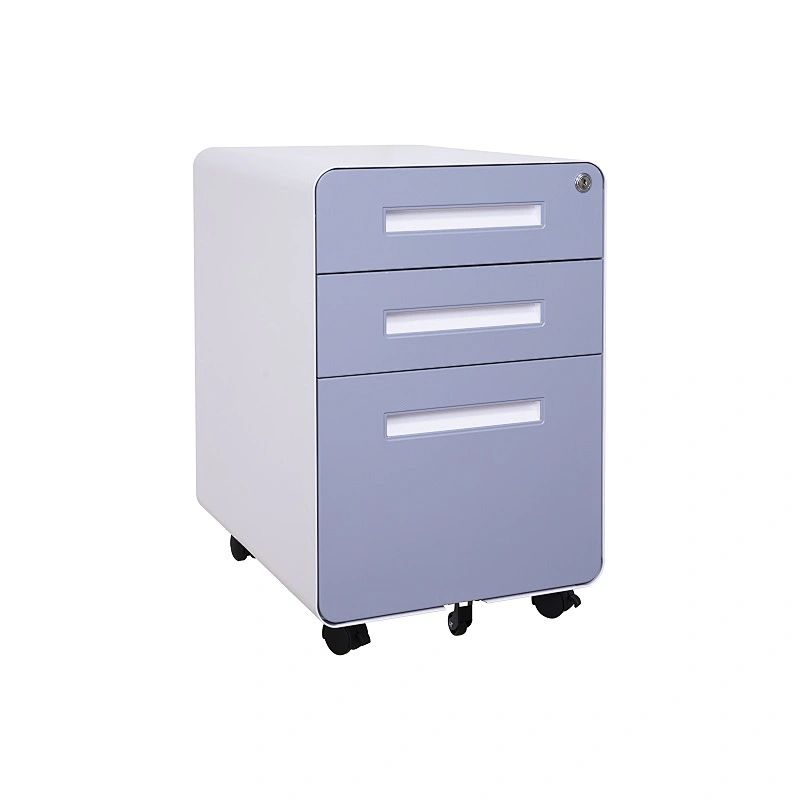 American popular office equipment round edge grey white color steel movable file cabinet