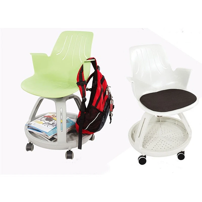 School foldable movable conference chairs stackable plastic training chair with writing pad
