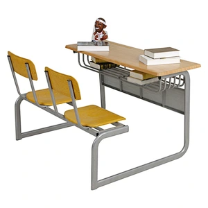 School bench furniture school class room double chair and desk