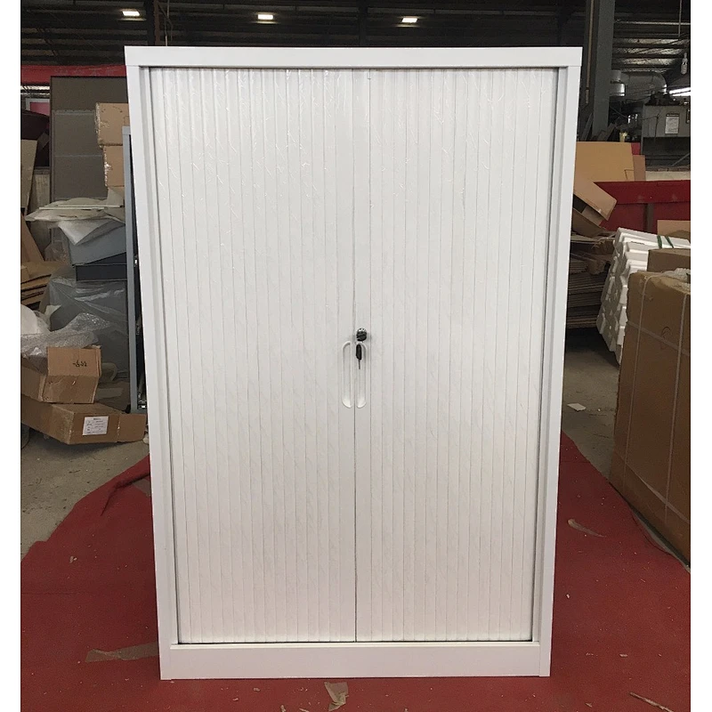 Tall storage cabinet book shelf roller shutter door middle vertical baffle office cabinet