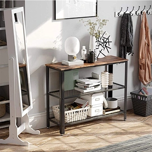 Factory price metal frame kd wood living room hallway black console table