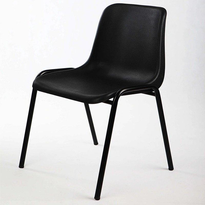 Plastic cushion metal frame black chair