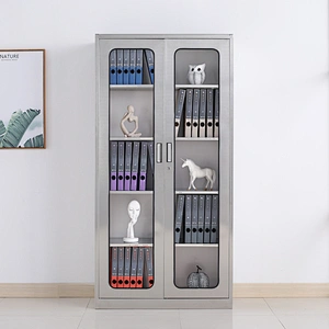 New open swing glass door stainless steel office file cabinet