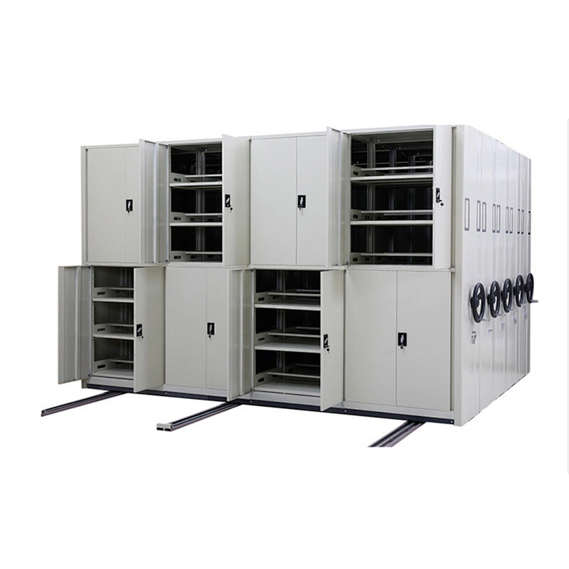 Library furniture Hand push bay compartment metal separator for organize files Sliding mobile compactor