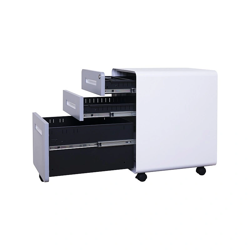 American popular office equipment round edge grey white color steel movable file cabinet