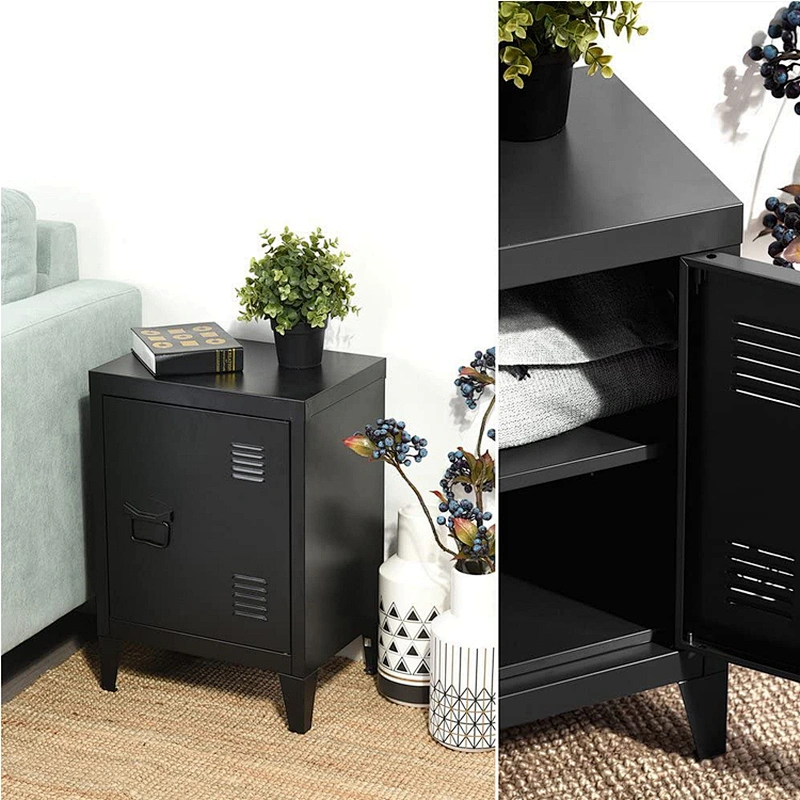 Metal  bed beside table black color living room furniture cabinets storage