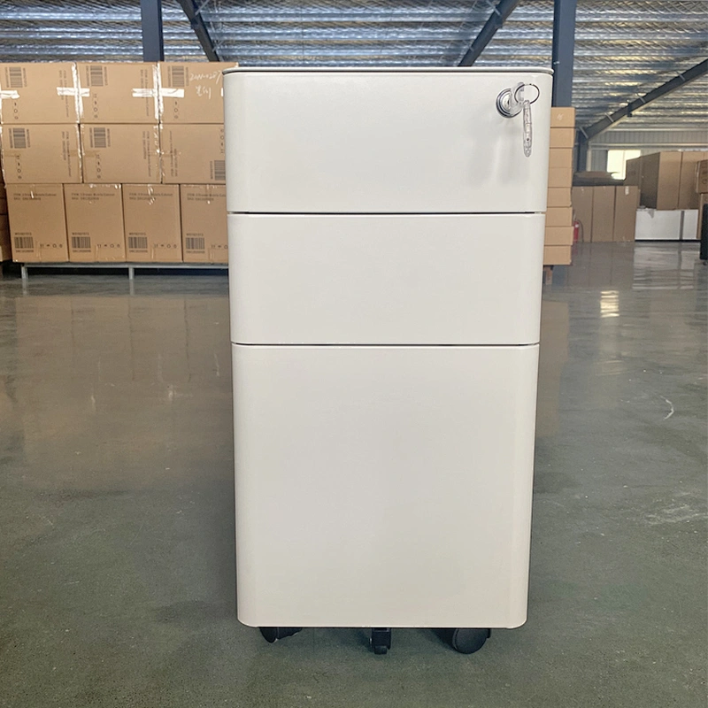 round edge modern office metal 3 drawer mobile cabinet pedestal