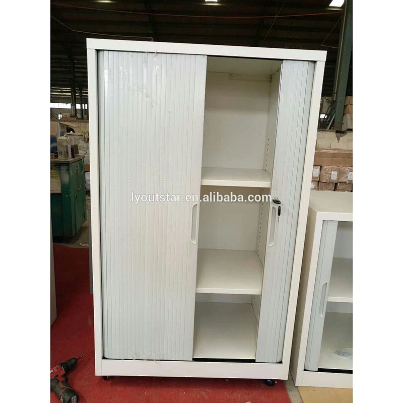 Tall storage cabinet book shelf roller shutter door middle vertical baffle office cabinet