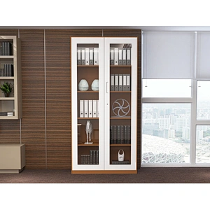 swing 2 door metal glass cabinet cupboards for office with high quality