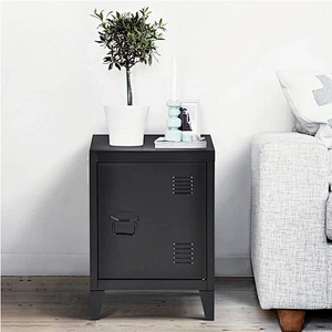 Metal  bed beside table black color living room furniture cabinets storage