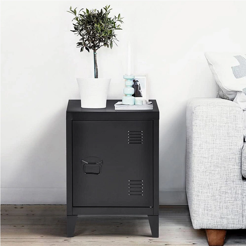 Metal  bed beside table black color living room furniture cabinets storage