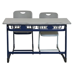 Wood school furniture sets American design double desk and chair primary student table