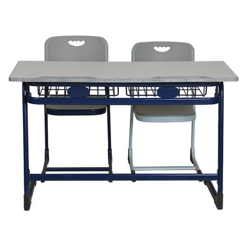Wood school furniture sets American design double desk and chair primary student table