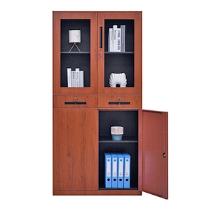 Modern office transfer cabinet with two drawers and glass doors