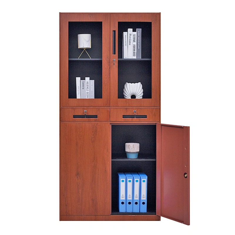 Modern office transfer cabinet with two drawers and glass doors