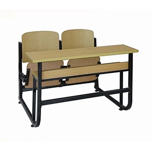 metal frame and wood combined double school desk and chair with back student tables with benches