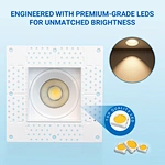 COB Chips 15W Round Square Trims LED Downlight Anti Glare 4 Inch Premium Trimless Selectable Pot Light for Comercial Place