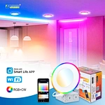 Modern Smart Slim Panel Light 4inch Recessed Downlight RGBCW Night Light WIFI Controlled Slim Recessed Pot Light