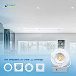 ETL 4Inch COB Indoor 15W/18W Trims Selectable Anti Glare LED Downlights 5CCT Slim Recessed and IP54 for Wet Location