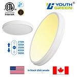 Beveled Edge 14 Inch 5CCT Round LED Ceiling Light 28W Dimmable Decorative Flush Mount Ceiling with ETL Energy Star
