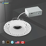 AC110V White Anti-Glare 4 Inch LED Ceiling Spotlight Downlight Trimless Dimmable Adjustable 5CCT COB 15W Recessed ETL Aluminium