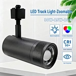 30W-25W-20W switchable  5CCT Dimmable Zoomable LED Track Light Rotatable Spotlight 360-Degree Focusing Commercial Track Light Switchable COB LED Chip