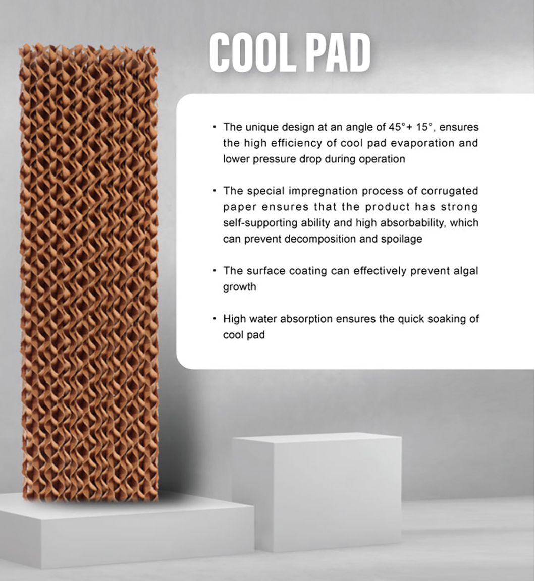poultry house, cooling pad, air cooling system, cooling equipemnt, evaporative cooling pad