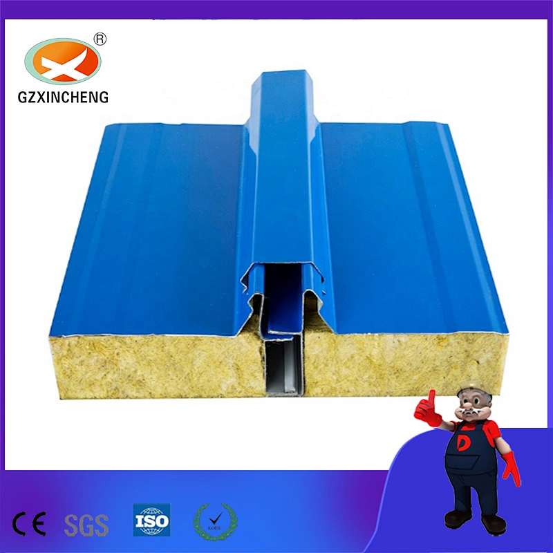 Material de construcción de aislamiento de temperatura Panel sándwich de lana de roca para cámara fría del fabricante