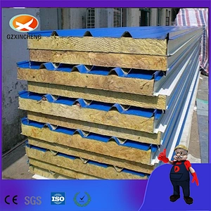 Material de construcción de aislamiento de temperatura Panel sándwich de lana de roca para cámara fría del fabricante