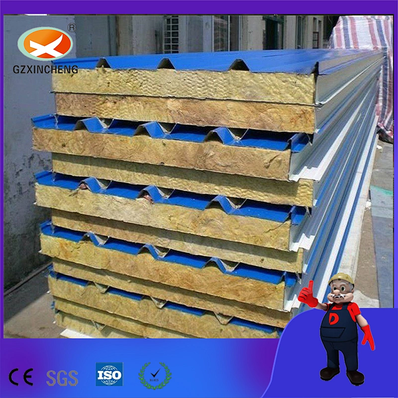 Material de construcción de aislamiento de temperatura Panel sándwich de lana de roca para cámara fría del fabricante