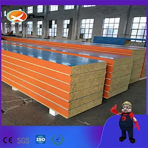 100mm Rock Wool Light Weight Fireproof Sandwich Wall Panel for Prefab Warehouse